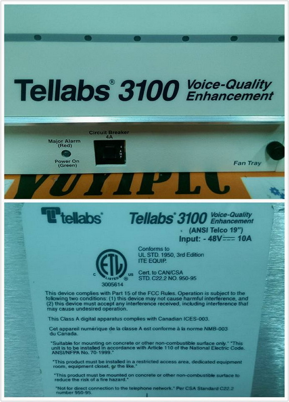TELLABS 3100 VOICEQUALITY ENHANCEMENT ANSI TELCO 19" PLC DCS SERVO